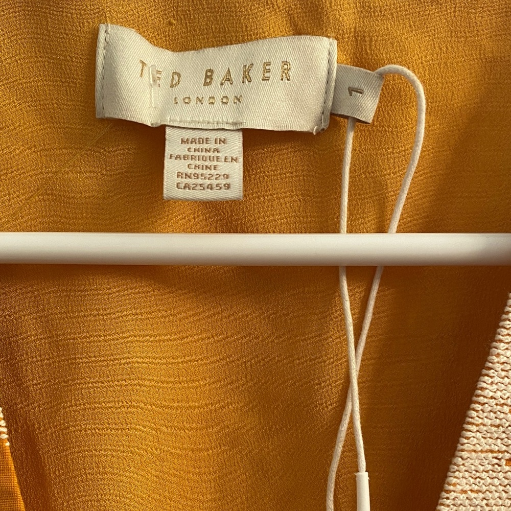 TED BAKER CINTHY BUTTON FRONT JACQUARD DRESS, DARK ORANGE - Picture 8 of 11